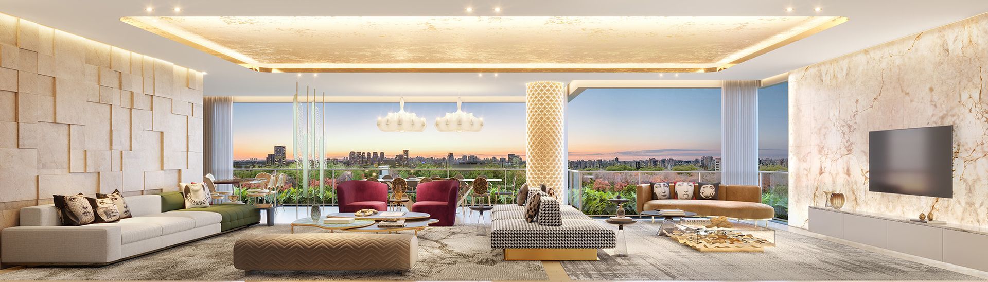 Living do apartamento de 250 m² da West